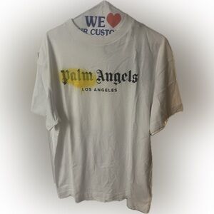 Palm Angels White T-Shirt with Black Label